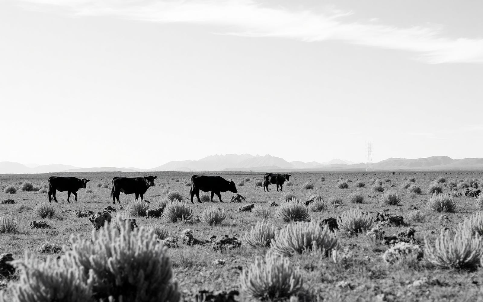 Cattle grazing on Oregon high desert ranchland